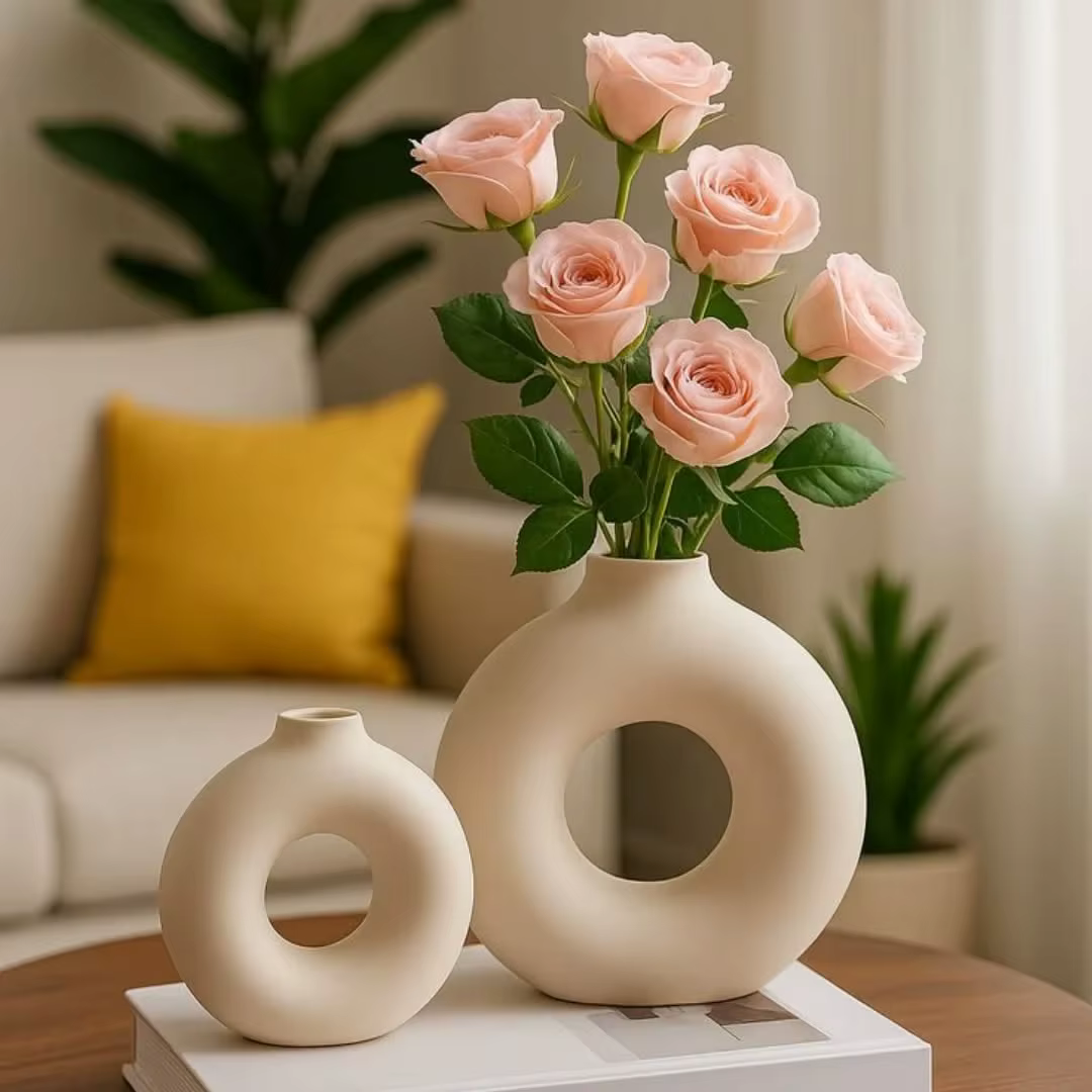Bouquet de fleurs artificielles en soie rose pâle de 30 cm, 5 grandes têtes et 4 bourgeons, fleurs a