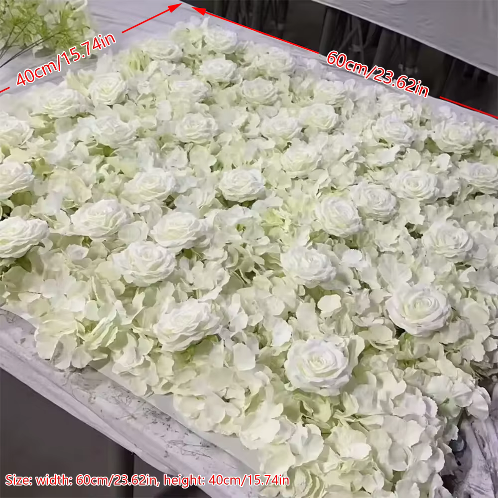 Toile de fond murale à fleurs artificielles 3D blanches, pour mariage en plein air, fête d'anniversa