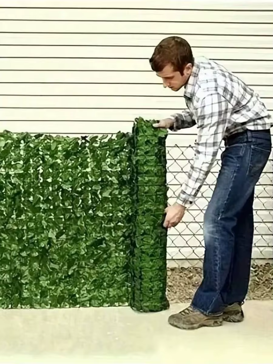 Écran mural de clôture de confidentialité de lierre artificiel, fond en plastique vert résistant aux
