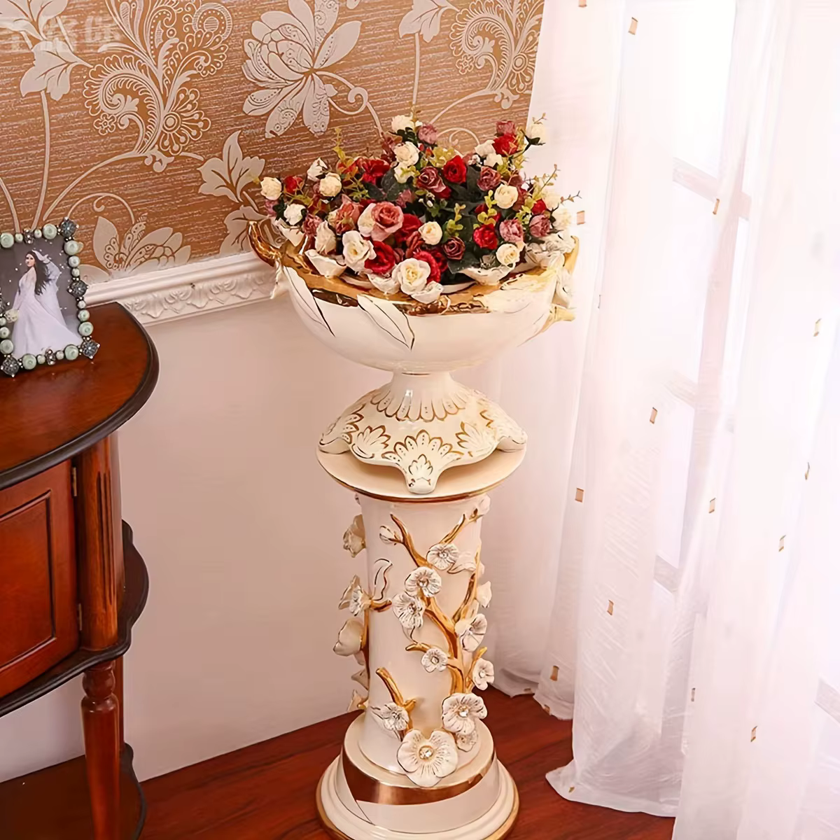 Fleur artificielle de haute qualité, couronne de roses en soie, accessoires pour bouquet de mariée, 