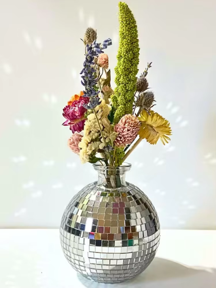 Vase boule Disco, Bouquet de fleurs colorées, plante d'intérieur, Pots de fleurs, cadeau de pendaiso