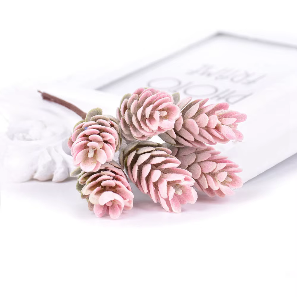 Fleurs artificielles en forme de pomme de pin, 6 pièces, branche de plante en plastique, pour décora