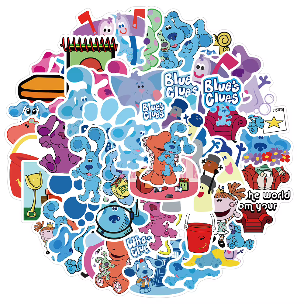 10/30/50pcs piquets bleus mignon dessin animé animaux autocollants décalcomanie enfants jouet bricol