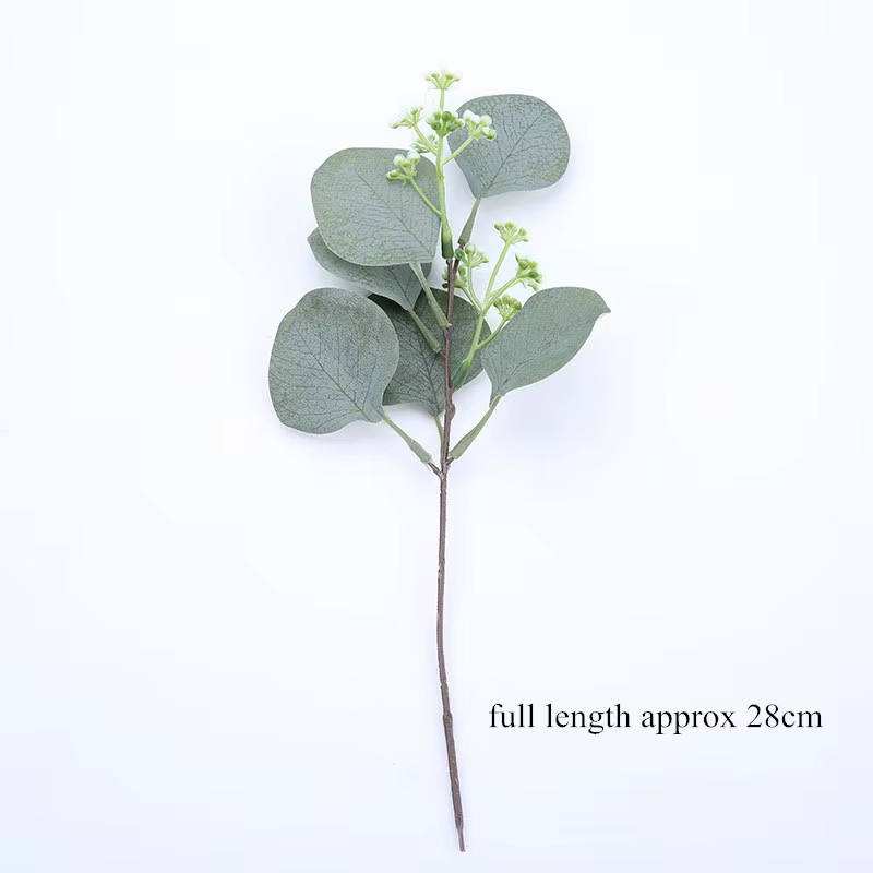 Plantes artificielles en plastique, feuille d'eucalyptus pour bricolage, fleurs décoratives, broche 