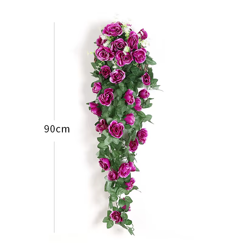 Fleur artificielle en rotin, décoration murale suspendue, Roses, accessoires de décoration pour la m