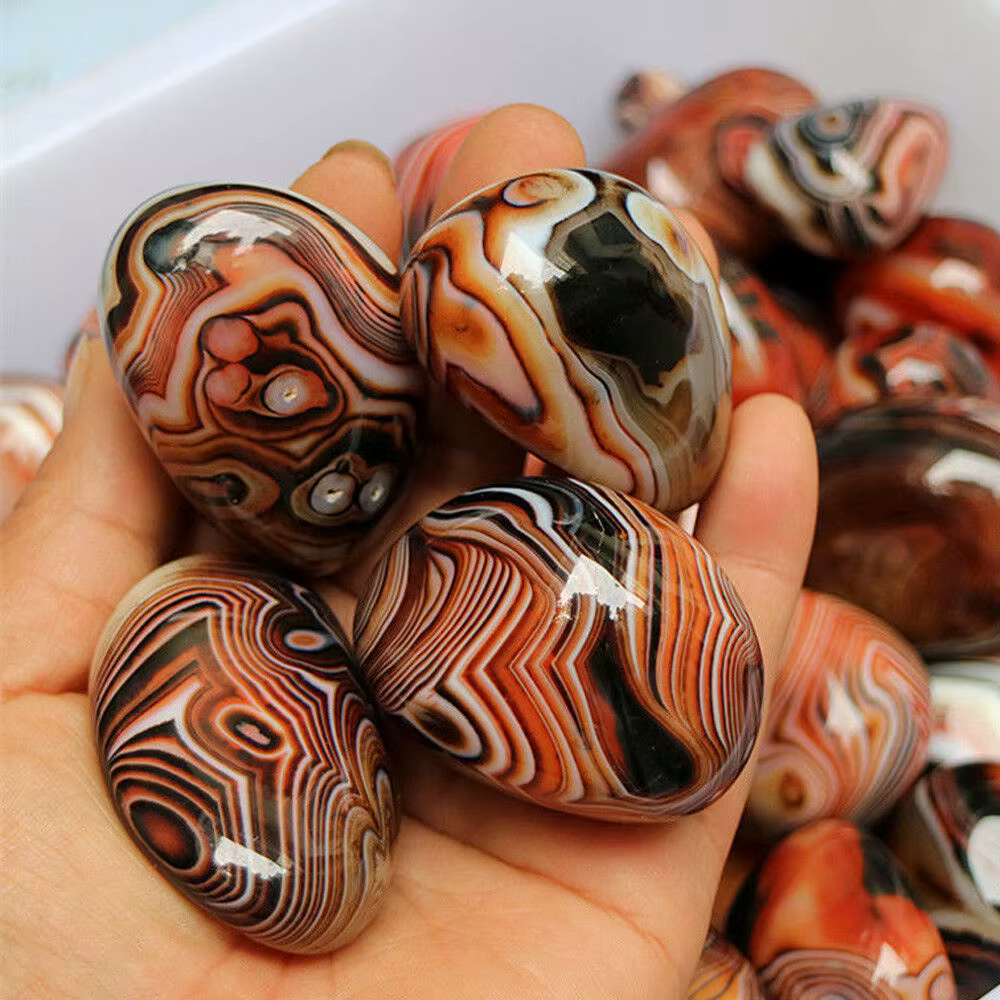 Pierre d'agate lisse naturelle, cristal de guérison, géode, spécimen minéral, décor artisanal de Mad