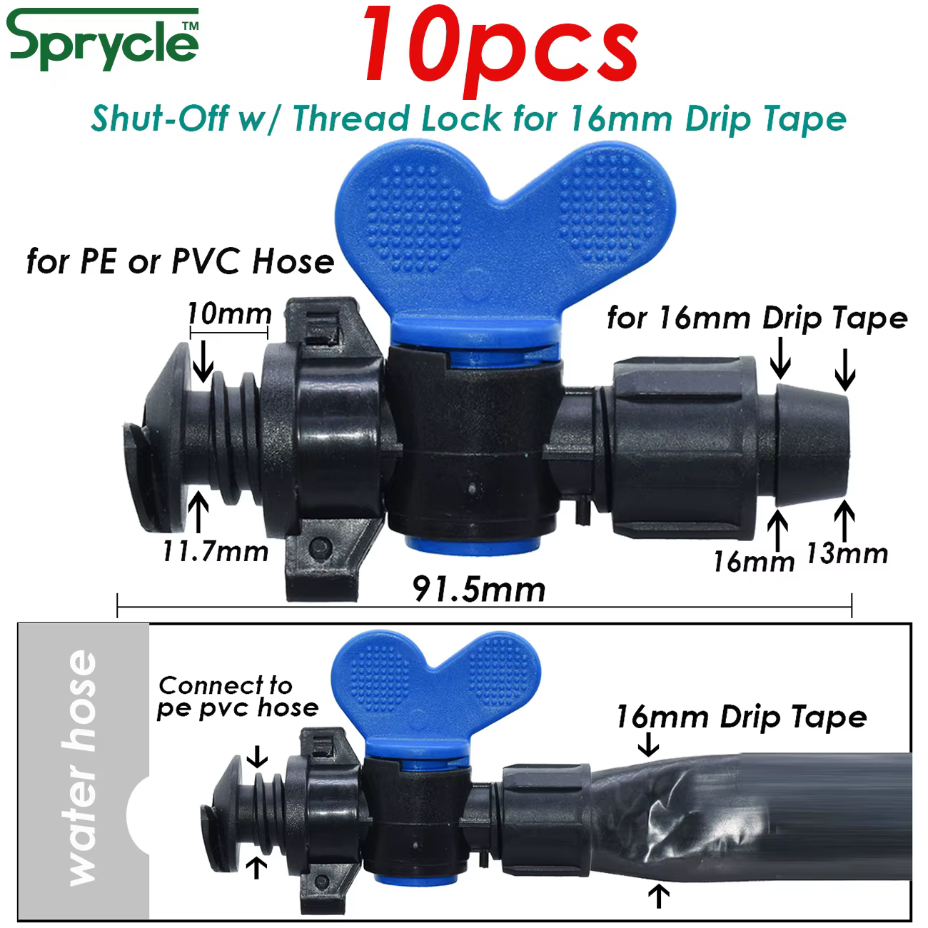 SPRINCLE-Connecteur en T pour tuyau d'arrosage de jardin, 5/8, ruban d'irrigation, joint de tuyau de