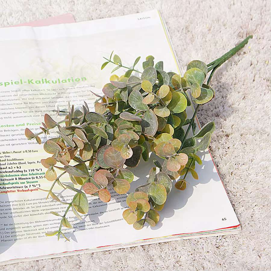Plantes artificielles en plastique, feuilles, branche d'eucalyptus vert, pour Vase de jardin, décora