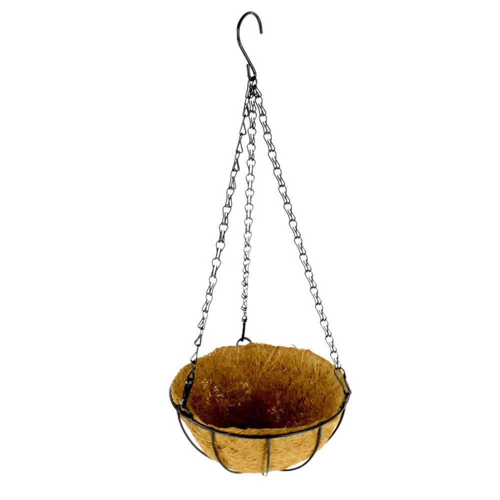 Panier de jardinière suspendu en métal, support de plante en fil de coco, décoration de jardin pour