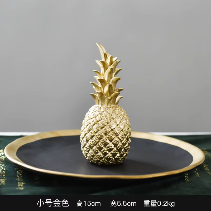 Ananas décoratif en résine blanc/noir/or, ornements artisanaux en forme de fruit pour bureau, chambr