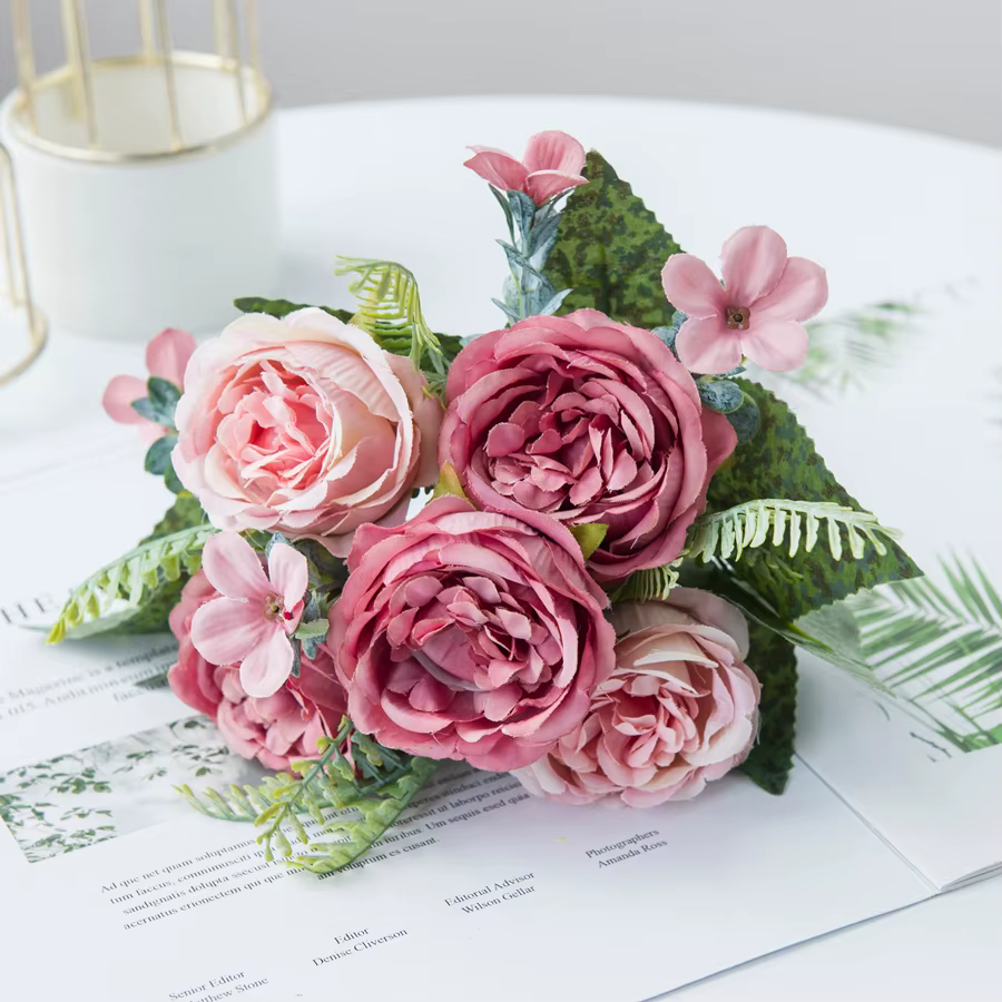 Vases de fleurs artificielles pour la décoration de la maison, guirlande de saint-valentin, fausses 