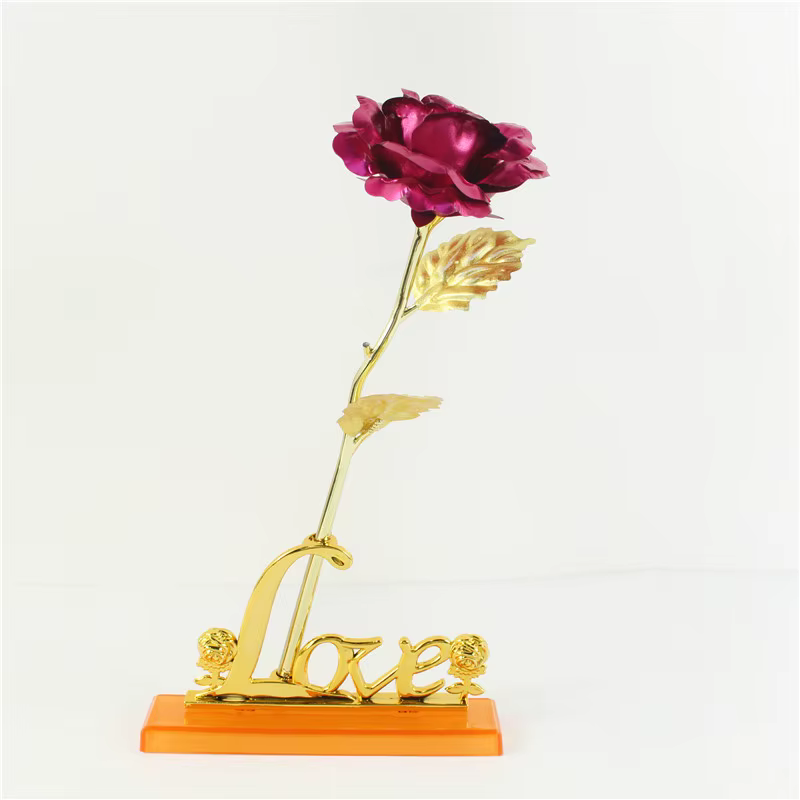 Galaxie Rose éternelle 24K or fleur feuille plastique Roses artificielles saint valentin cadeau beau