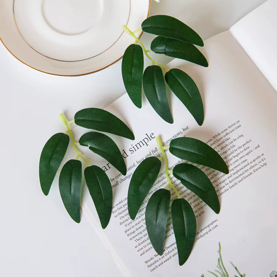 Plante artificielle en soie verte, 50 pièces, fleurs, feuilles de saule, décoration de printemps et 