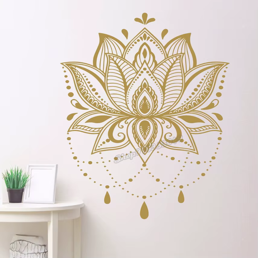 Autocollant mural en forme de mandala, stickers floraux, style bohème, unique, décoration pour la ma