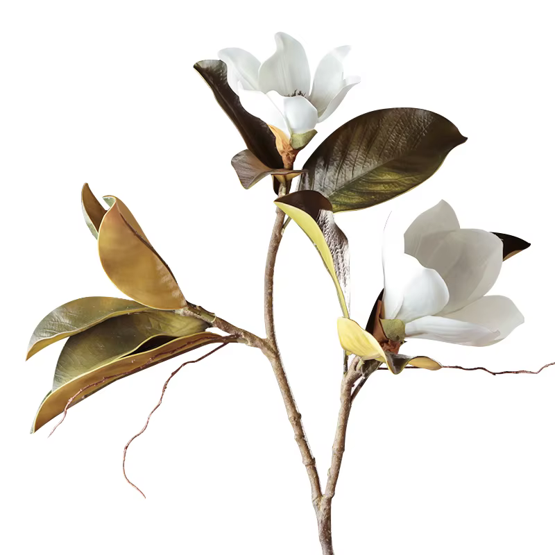 Fleurs artificielles décoratives de haute qualité, faux magnolia de luxe super beau, décor de café à
