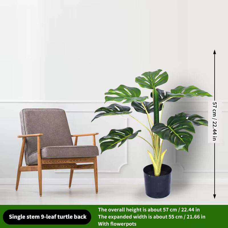 Grande tortue artificielle de palmier tropical, branche de plante de bambou, feuilles de tortue en p