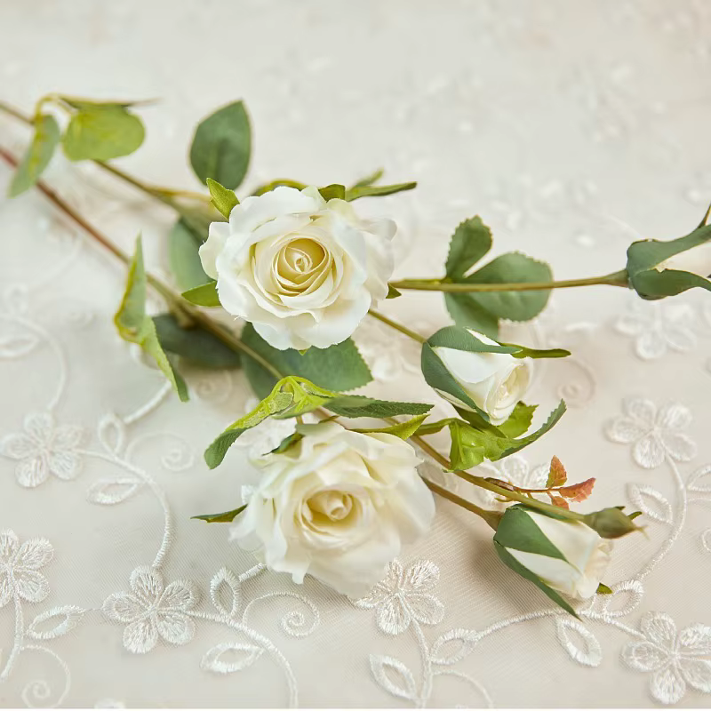 Fleurs artificielles en soie YO CHO, roses de haute qualité, fausses fleurs à longue tige, 5 têtes, 