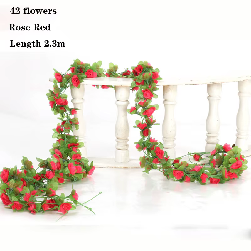 40 tête de fleur 2.3M artificielle multicolore Rose vigne guirlande mariage arc décoration fausse pl
