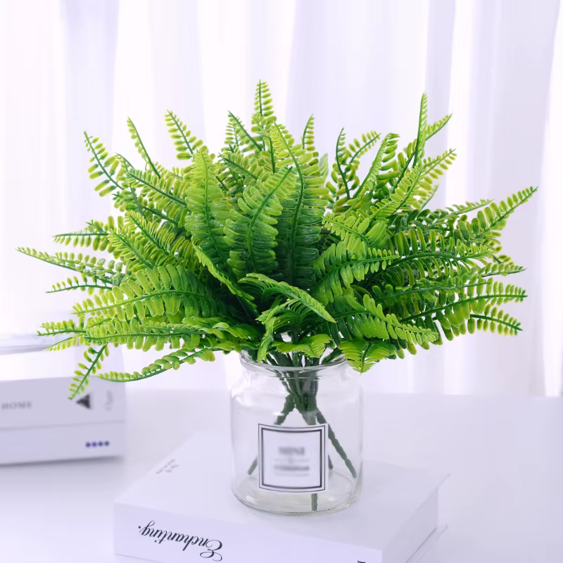 Plantes artificielles en plastique, 20 pièces, herbe persane, feuilles de fougère, faux buissons, dé