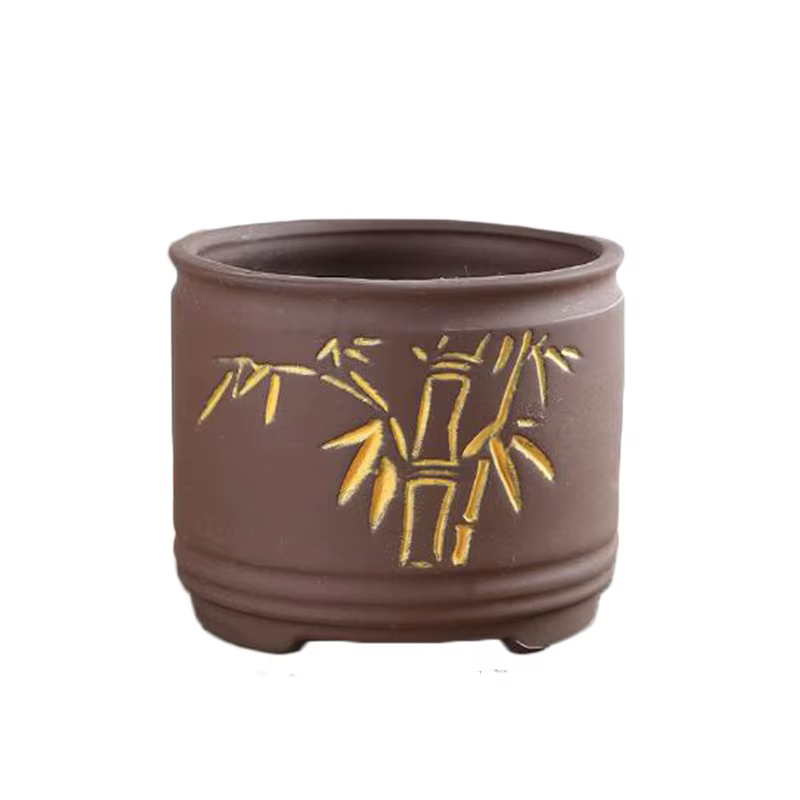 Pot de fleurs en argile violette pour plantes succulentes, céramique pure faite à la main, pot de fl