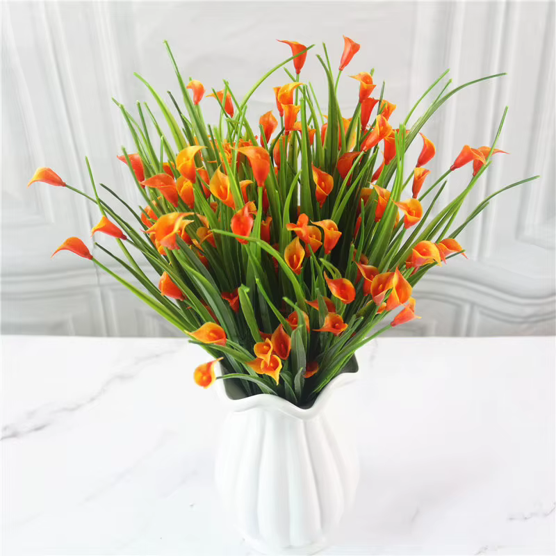 Fleur artificielle en plastique pour décoration de maison, herbe de printemps, calla, lys, plante ve