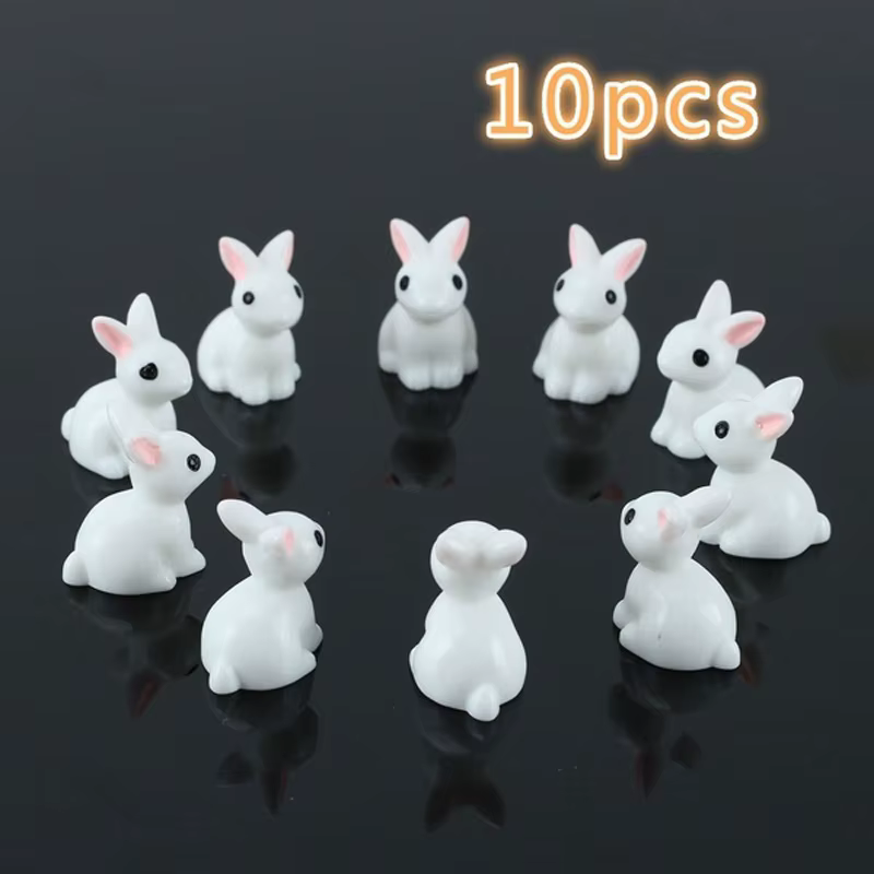 Mini lapin de jardin Miniature en résine, 10 pièces, ornement féerique, Pot de plante de fleur, Figu