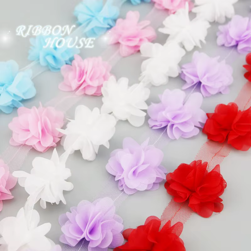(60 pièces/lot) pétale rose mousseline de soie dentelle tissu sangle décoration amour cadeau rubans