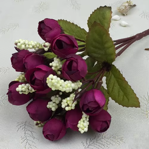 Bouquet de roses en soie multicolores, 15 têtes/lot, fausses fleurs, pour décorer la maison ou un ma