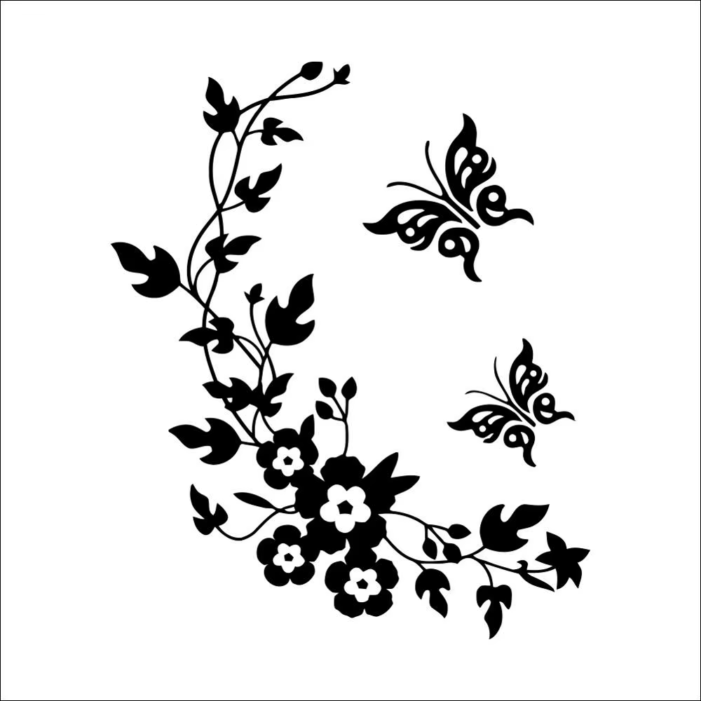 Autocollants muraux papillon et fleur pour salle de bain, décoration intérieure, autocollants décora