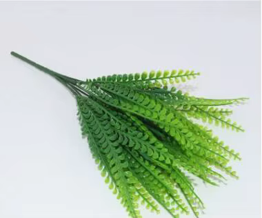 Plantes artificielles en plastique d'eucalyptus, 7 fourchettes, herbe verte, fleur en plastique, déc