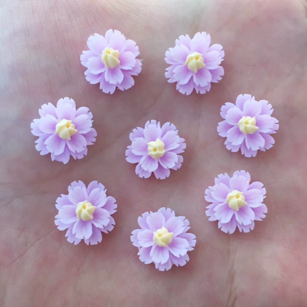 Nouveau 80 pièces résine 13mm 3D fleur Flatback pierre embellissement bricolage Scrapbook artisanat