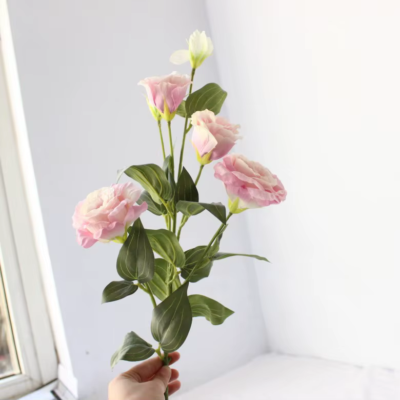 Eustoma-Fleurs artificielles pour fenêtre de maison, 6 têtes/bouquet, accessoire de décoration de ba