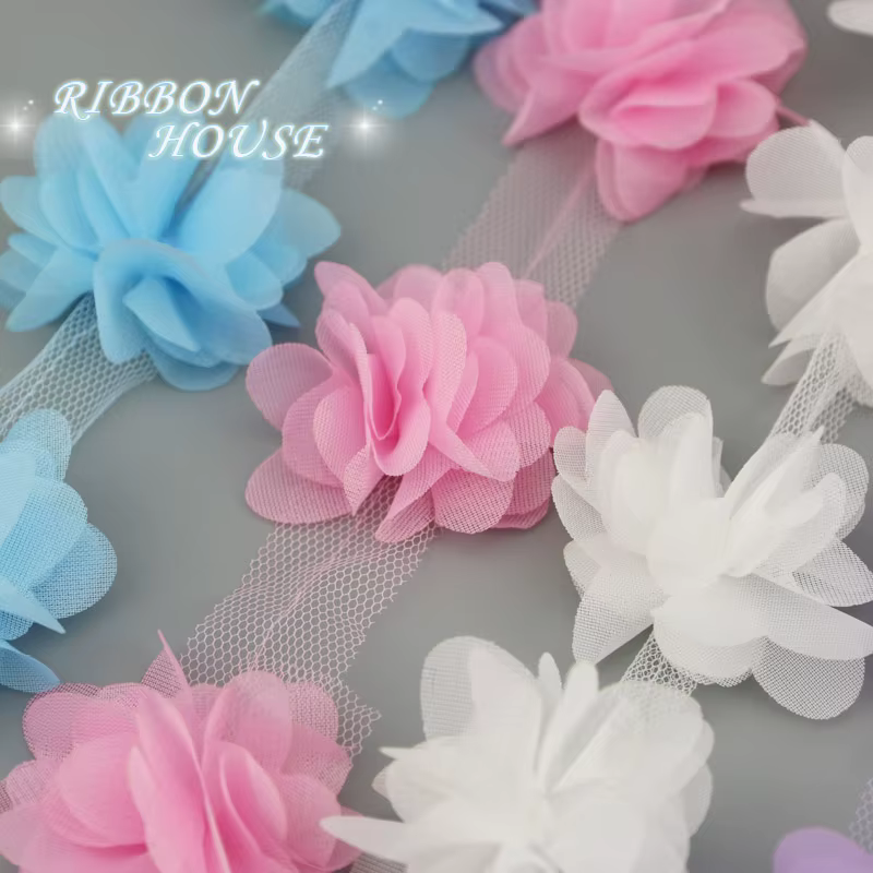 (60 pièces/lot) pétale rose mousseline de soie dentelle tissu sangle décoration amour cadeau rubans