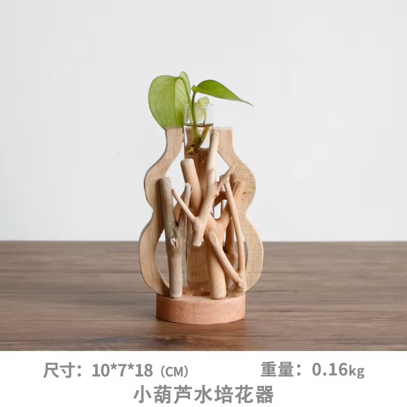 Vase en bois de travail manuel pur, pot de fleur en bois massif, récipient hydroponique floral créat