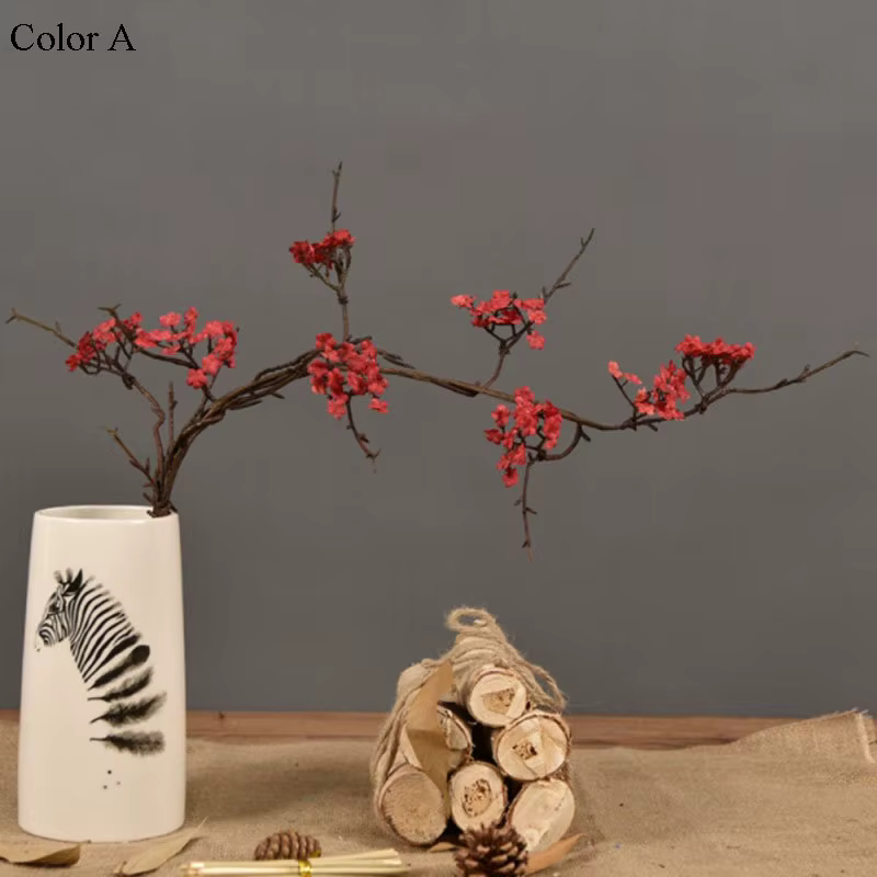 Fleurs de cerisier branche d'arbre fleurs artificielles en soie Sakura rotin Kudo pour automne décor