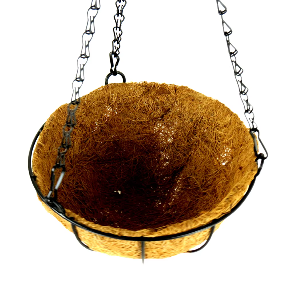 Panier de jardinière suspendu en métal, support de plante en fil de coco, décoration de jardin pour