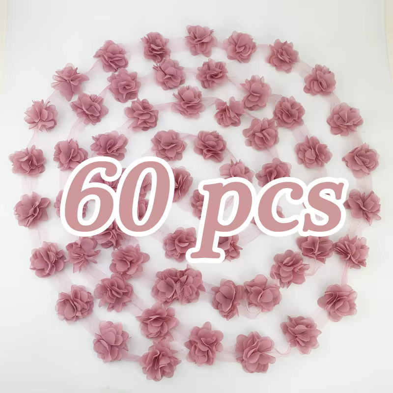 (60 pièces/lot) pétale rose mousseline de soie dentelle tissu sangle décoration amour cadeau rubans