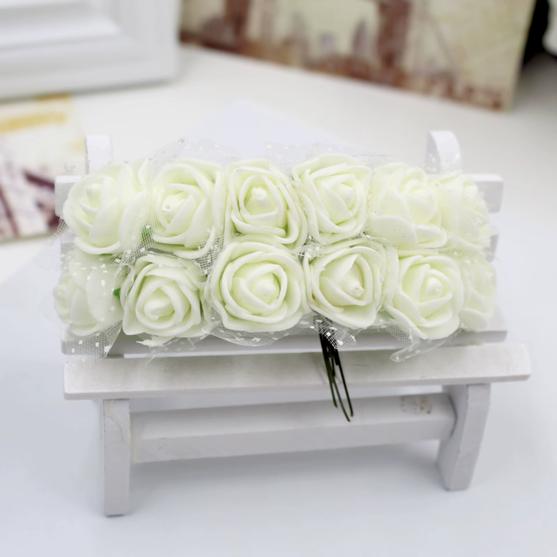 Bouquet de roses artificielles en mousse, 12 pièces, fausses fleurs, pour un mariage, pour une décor