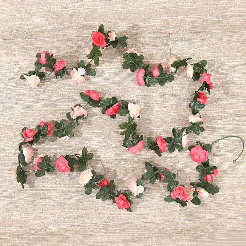 Guirxiété de roses artificielles en soie, vigne de lierre, décoration de mariage, arc de fleurs, feu