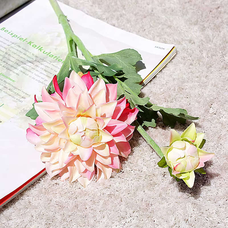 2 têtes de dahlias artificiels en soie, fleurs d'automne réalistes au toucher, fausses marguerites p