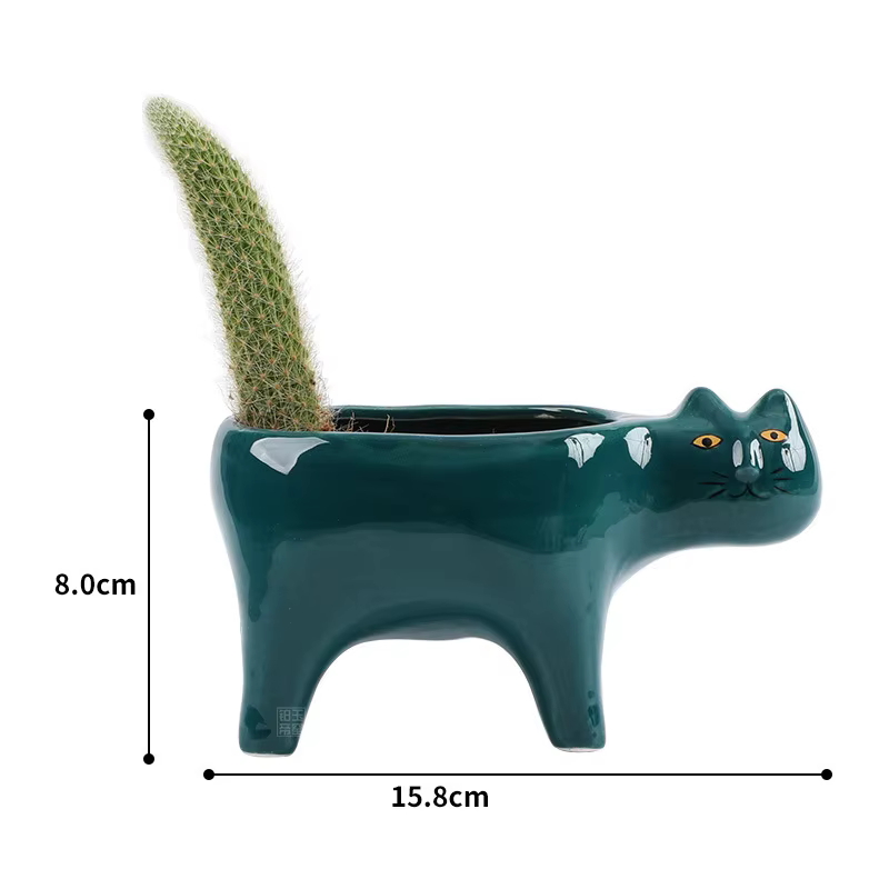 Pot de fleur de jardin en céramique, chat mignon, Image animale, plantes de Cactus, jardinière, cont