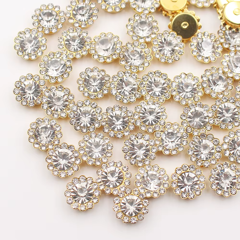30 pièces-100 pièces or fleur griffe strass paillettes cristaux garniture pierres perles vêtement ar