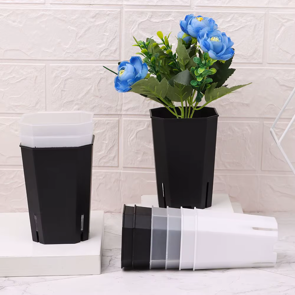Pots de fleurs en plastique octogonaux, carrés décoratifs, plantes en pot, Vientiane, ouverture laté
