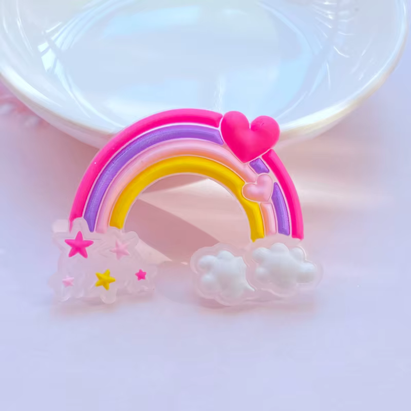 10 pièces nouveau dessin animé Transparent série arc-en-ciel PVC colle Flexible dos plat bricolage S
