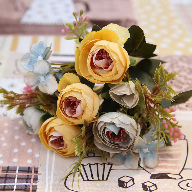 Fausse fleur de thé rose en soie d'automne, Gerbera, détruire Andrartificielles, fleur en plastique 