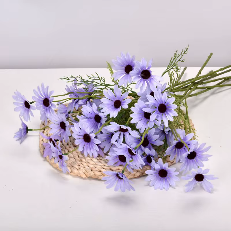 Bouquet de Fleurs Artificielles pour la Décoration de la Maison, Fausse Fleur, 5 Têtes, Blanc, Détru