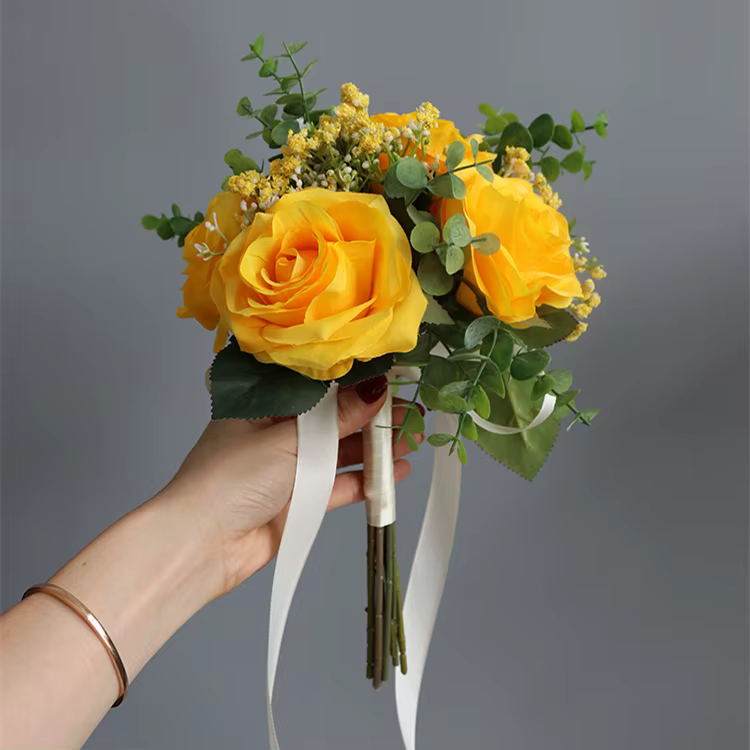Roses artificielles Babysbreath fleurs Bouquet soie gypsophile fausses fleurs mariage bricolage mais