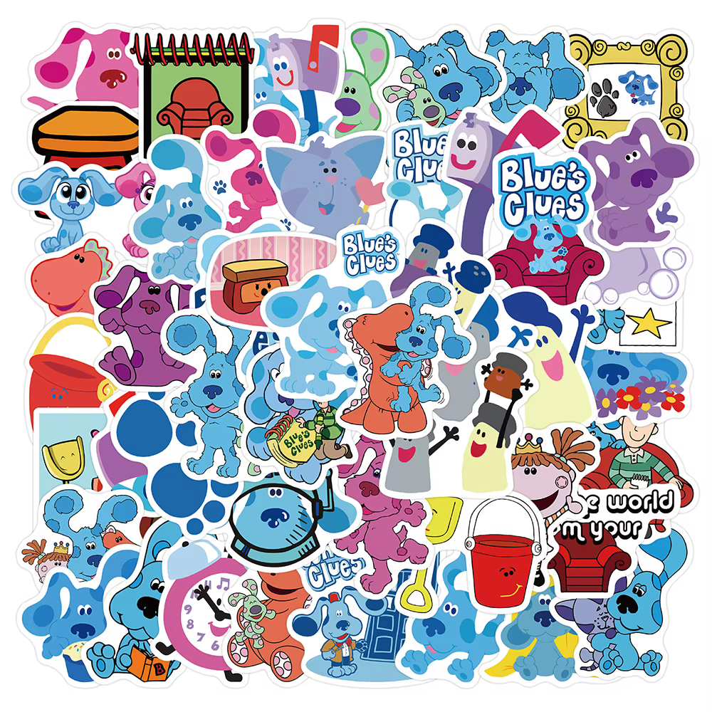 10/30/50pcs piquets bleus mignon dessin animé animaux autocollants décalcomanie enfants jouet bricol