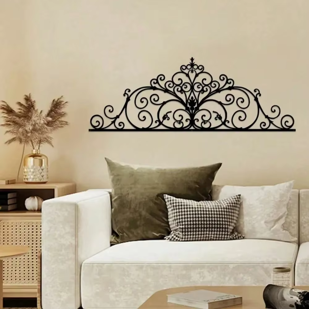 Lot de 2 décorations murales bohèmes en métal, motifs floraux découpés au laser, accents suspendus v