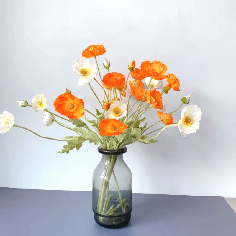 InjFlowers-Faux coquelicot Élà longue tige, décor de bouquet de patients de mariage, table de jardin